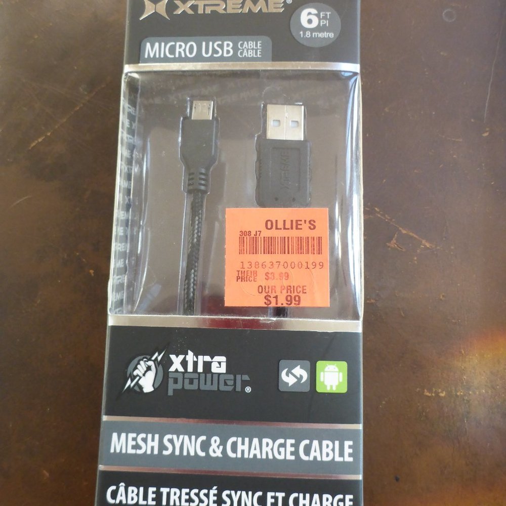Micro USB Mech Sync & Charge Cable - Brand New
